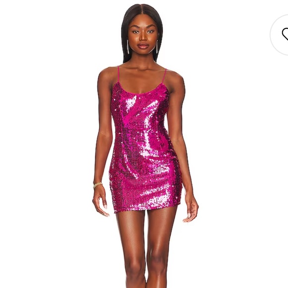 Jessie Sequin Mini Dress in Hot Pink - Picture 1 of 4